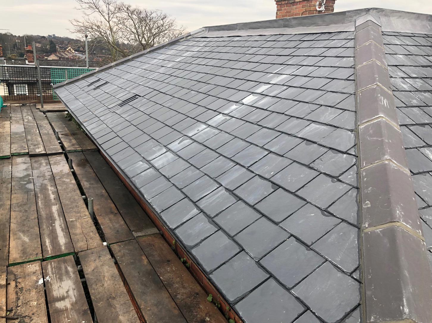 Replacement Tiles and Anthracite Flat Roof System